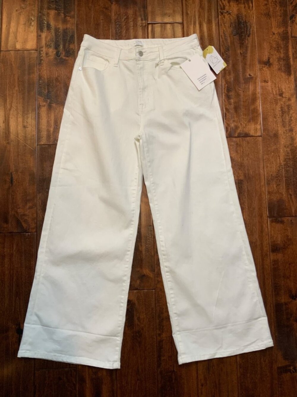 I&M Crafted Denim  White High Rise Wide Leg Jeans, Size 13, NWT!
